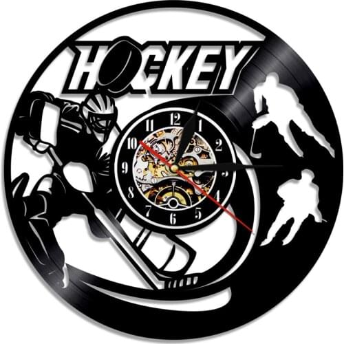 Hockey Player Vinyl Record Wall Clock Field Hockey Time Wall Clock Sport Theme Wall Art Hockey Team Wall Decoration Gift