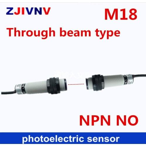 China M18 infrared ray switch NPN NO /normally open 5m distance Through Beam type photoelectric sensor transmitter+receiver
