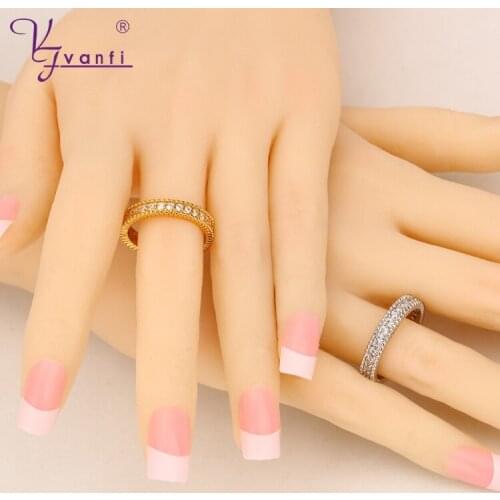 Kfvanfi New Hot Fashion Fine Shiny Jewelry Europe and America Full zircon Gilded Rings Wedding Party Bridal Simple Ring Design