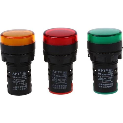 Red, yellow-green light lamp 22 mm LED pilot display panel AC 220 V 3 pcs