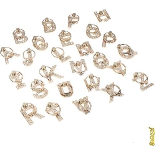 Hot Sale 1pc 360 Degree Diamond Metal Letter A-Z Finger Ring Smartphone Stand Holder Mobile Phone Holder For iPhone 6s 7 8