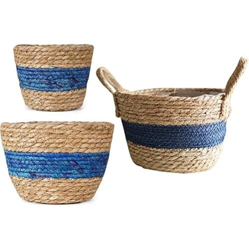 Seagrass Planter Basket, Woven Flower Pot Basket with Waterproof Plastic Liner for All House Plants