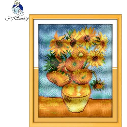 Joy Sunday Flower style Van Gogh Sunflower painting embroidery kit cross stitch pattern home decor diy pcitures paint needlework