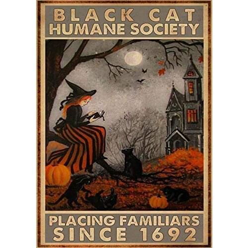 Witch Familiars Poster Art Decor Metal Tin Sign Warn Retro Novelty Music Bar Garage Restaurant Wall 8x12 Inches