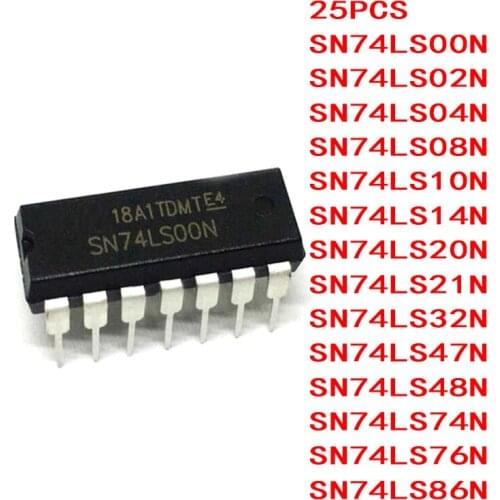 25PCS 74LS00 74LS02 74LS04 74LS08 74LS10 74LS14 74LS20 74LS21 74LS32 74LS47 74LS48 74LS74 74LS76 74LS86 DIP-14 DIP-16 New