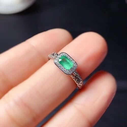 Original Natural and Real emerald ring proposal ring 925 sterling silver Fine jewelry For men or women