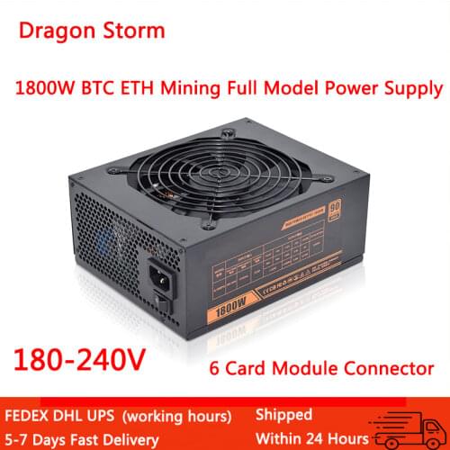 Original 1800W Mining Full Module 180V-240V Power Supply 6 GPU Ethereum ETH ATX PC psu For BTC Minner Machine