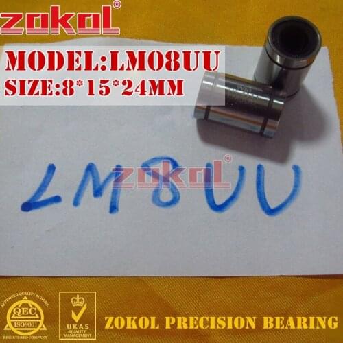ZOKOL LM8 UU LM08UU bearing LM8UU linear motion bearing 8*15*24mm