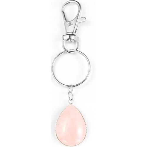 Natural Stone Pendant Key Chain Ring For Women Girls Water Drop Statement Crystal Opal Keychain Car Key Holder Jewelry Men Gifts