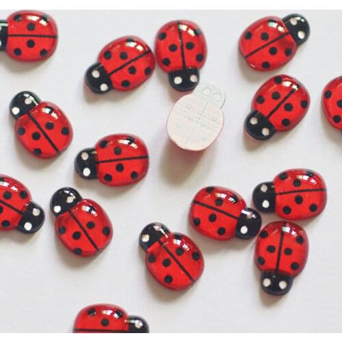 50pcs Resin Cute Colorful Beautiful Red Beetle Flat Back Rhinestone Appliques DIY Wedding Scrapbook Craft -T111