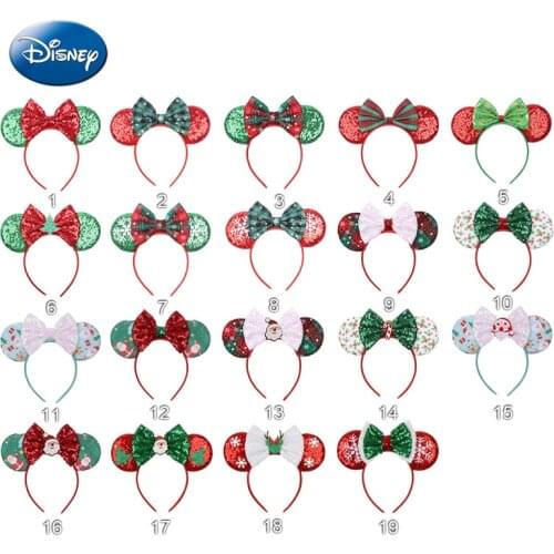 Disney Minnie Bow Ears Headband mickey sequin Purple Aulani Gold Flower DOT EARS COSTUME Christmas Headband Cosplay Plush Gift