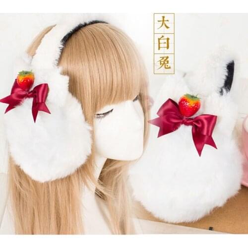 Handmade Ornate Fluffy Bow Trim Earmuffs Winter Lolita Sweet,Cute,Warm Headwear Earflap Sunday Angora Yarns