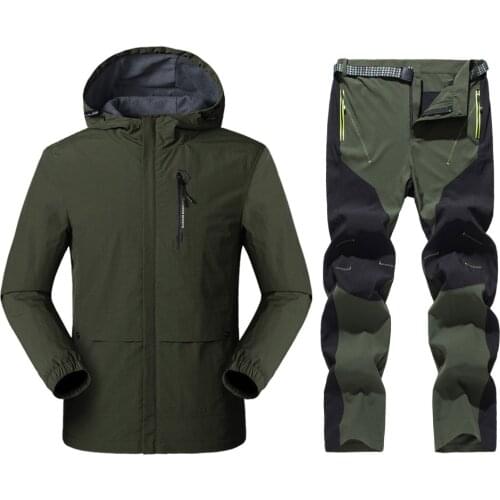 2021 Summer Men Quick-Dry Windbreaker Jacket Set Outdoor Waterproof Male Trekking Camping Hunting Fishing Thin Jackets Pants