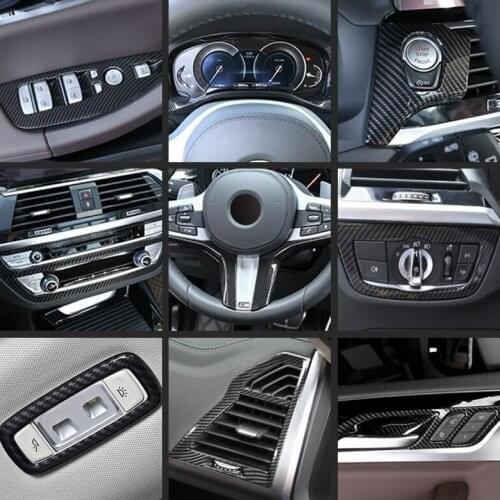 Interior Kit For BMW X3 G01 2018 - 2021 X4 G02 2019 20202 2021 AC Air Panel / Head Lights Lamp Carbon Fiber Look Cover Trim