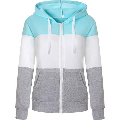 2020 New Sweatshirts Autumn Winter Hoodies Long Sleeve Ladies Zipper Pocket Patchwork Leisure Time Versatile Loose Coat