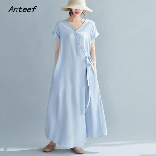 Short sleeve cottton vintage dresses for women casual loose long woman summer dress elegant clothes 2021 sundress