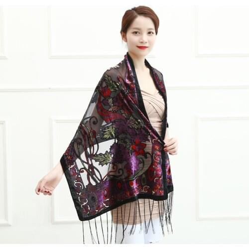 New Hot Spain Cashew Flowers Scarves Women Burnout Velvet Shawl Female Spring Winter Gift For Mom Wife Free Shipping