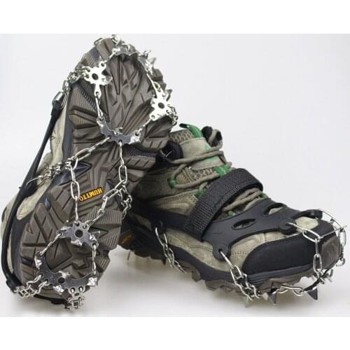 19 Spikes Ice Cleats Crampons Traction Ice Snow Grips for Boots Shoes Anti Slip Stainless Steel Spikes and Durable Silicone