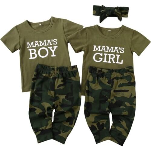 2020 Newborn Toddler Baby Boy Girl Summer Short Sleeve Letter Print Outfits T-shirt +Pants 2pcs Clothes