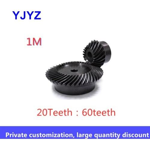 2pcs Bevel Gear 1 Modulus 20 Teeth + 60 teeth 90 Degree Drive Commutation Steel Gears Steel Gears Screw M5