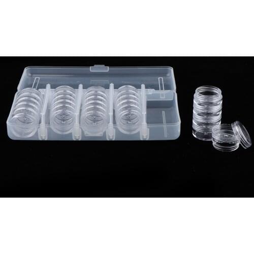 25 Clear Jars Empty Pots Nail Art Tips Glitter Powder Container Case Box