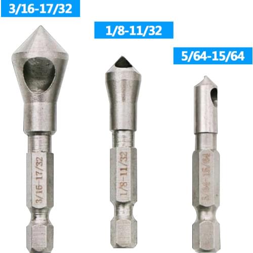 3Pcs/set HSS 4241 Countersink Bit Deburring Drill Bits Tapper Hole Cutter Woodworking Metal Plastic Chamfer Tool