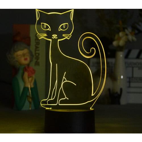 3D Kids Night Light Cute Cat Childrens Bedroom Decoration Lamps Bedside Table LED Kitten Kitty Art Decor Kawaii Room Decoration