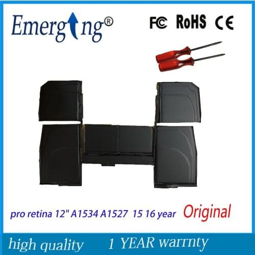 7.55V New Original Laptop Battery for Apple macbook pro retina 12" A1534 A1527 2015 2016year with tools