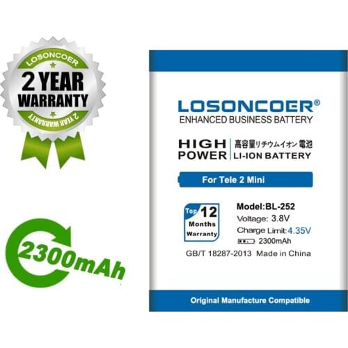 LOSONCOER Battery 2300mAh BL-252 BL252 Battery For Smart Start2 MTC Tele2 Mini Battery