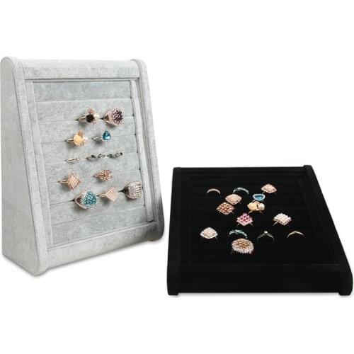 Velvet Earrings Ring Organizer Ear Studs Jewelry Display Stand Holder Rack Showcase Tray 3 Colors 23cm*18.5cm*8.5cm