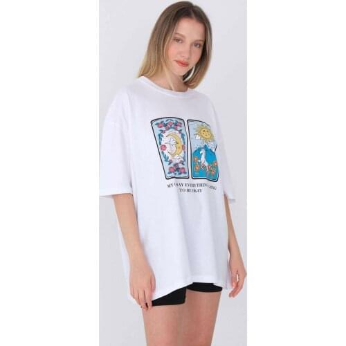 Addax Printed T-shirt WHITE P9432