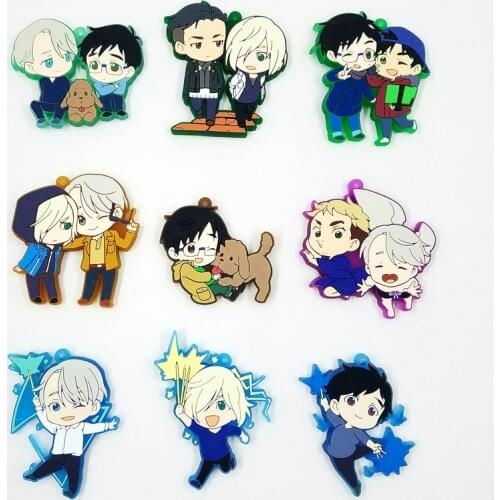 YURI ON ICE Anime keychain Big size Nikiforov Katsuki Otabek Yuuri Plisetsky Rubber strap/mobile phone charms D249