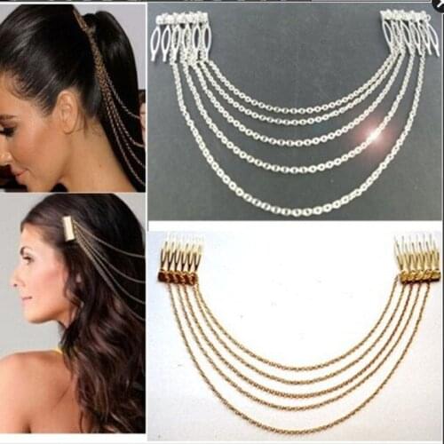 1 piece women lady bohemian crown, gold metal chain tassel head headband jewelry headgear hair ribbon wholesale