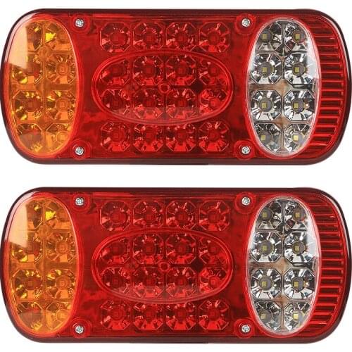 FEEDOPAL 2PCS Multi-Color 32LED12-24V Four-In-One Waterproof Brake Tail Light Suitable For Truck Trailer