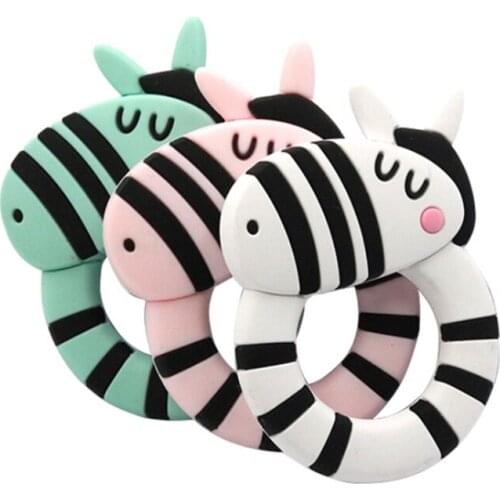 Food Grade Silicone Teethers Rodent Tiny Rod Teething Necklace Baby Teether For Teeth Cartoon Animals Zebra Teether Toys Gifts