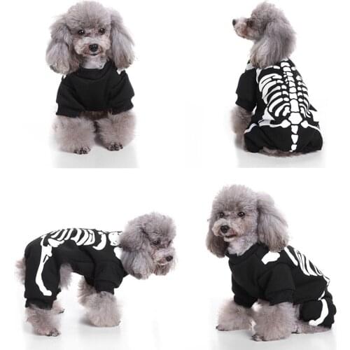 Dog Cat Skeleton Costume Coat Pet Puppy Halloween Clothes for Small Medium Dogs Festival Party Cosplay Sweater Jumpsuit Outfits