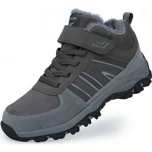 Winter Suede Thicken Mens Casual Shoes Outside Non-slip Safety Sport Shoes for Men Casual Flat Hook Loop Men Sneaker