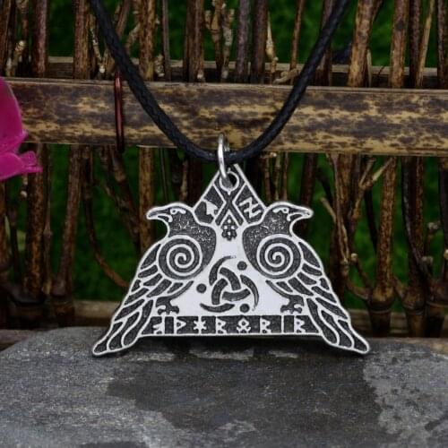 Youe shone Norse Viking Pendant Necklace Valknut Raven Warrior Pendant Necklace Valkyrie Odins Huginn and Muninn Crow Jewelry