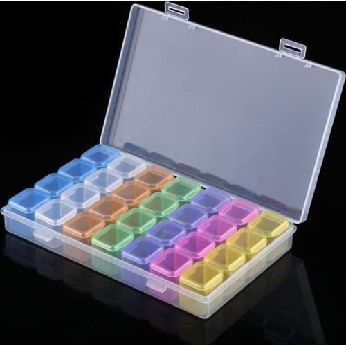 28 Cells Plastic Storage Box Organizer Diamond Painting Tool for DIY Diamond Painting Art Embroidery Accessories Bead Case