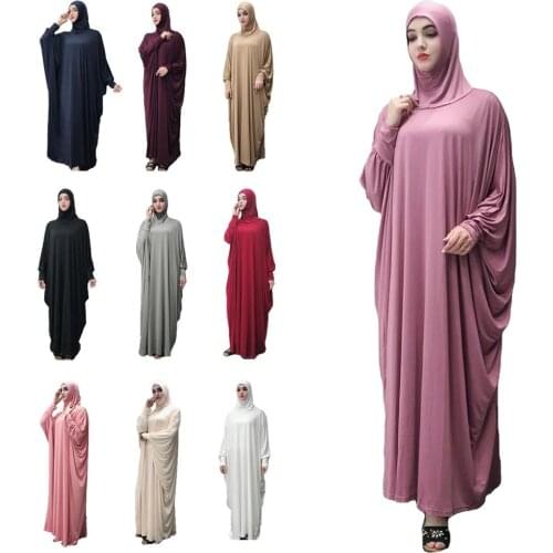 Muslim Maxi Hijab Dress Women Loose Bat Sleeve Abaya Dubai Long Robe Tunic Kimono Jubah Middle East Arab Hijab Islamic Clothing