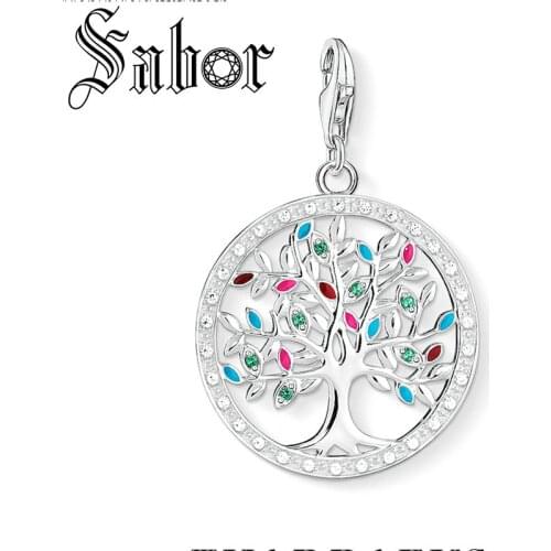 Silver plated Fashion Jewelry Colorful Tree Pendant Charm Fit Necklace Bracelet for Women Drop Shipping Wholesale thomas