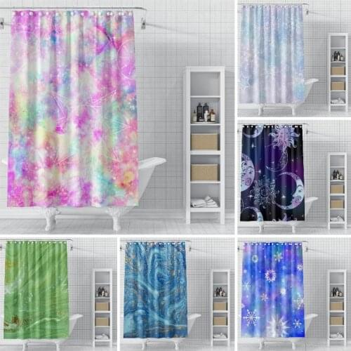 Psychedelic Starry Sky Shower Curtain Pattern Printing Waterproof Polyester Bathroom Bathtub Bathing Curtains Decor Home