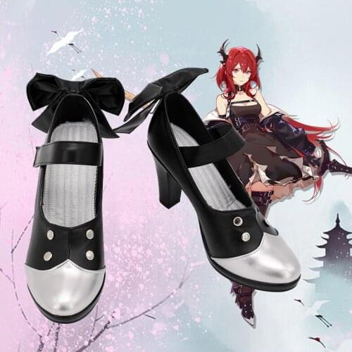 Arknights Surtr Silver Black Cosplay Shoes Long Boots Leather Custom Made For Girl Boy Party Christmas Halloween