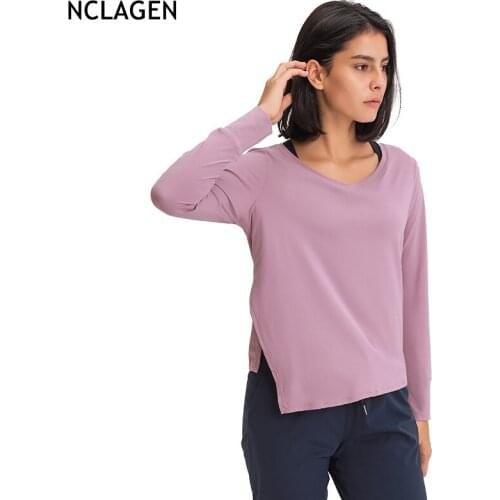 NCLAGEN Sports Top Long Sleeve Women Autumn Winter Gym Shirts Quick Dry Workout Running Breathable Training Loose Yoga Clothes