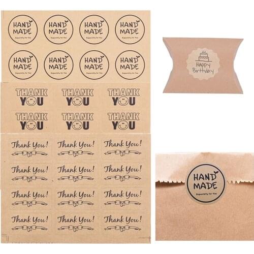 60-120pcs 10sheets Handmade Sticker Gift Paper Label Sticker DIY Hand Made For Party Gift Bags Boxes Packing Sealing Sticker