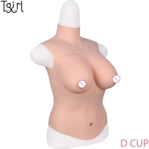 Tgirl Lifelike Silicone Boobs Breast Forms D cup Fullbody Tight Mastectomy Suit For Drag queen Crossdressers Transgender