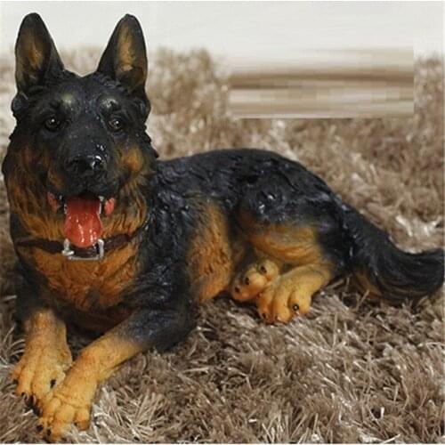 WU CHEN LONG Germany Shepherd Dog Art Sculpture Emulation Dog Statue Animal Figurine Resin Crafts Creative Home Decoration R5354
