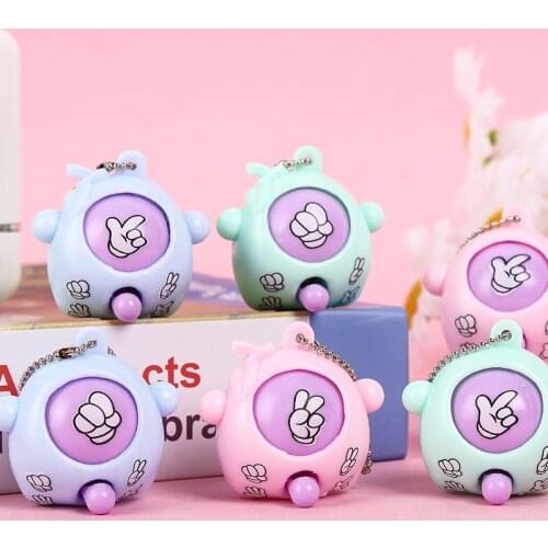 1pcs Family Game Rock Paper Scissors Play Toy Finger-guessing Keychain Mora Device Key Ring Round Egg Creative Interactive Toy