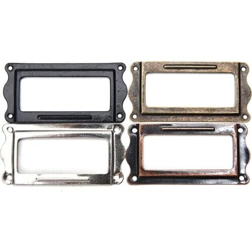 10Pcs Antique Brass Metal Label Pull Frame Handle File Name Card Holder For Furniture Cabinet Drawer Box Case Bin