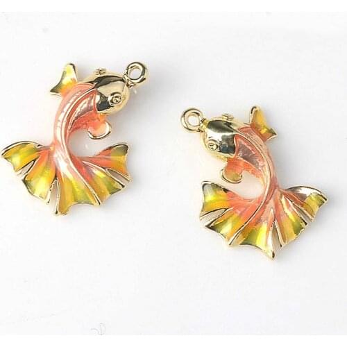 10pcs/lot Carp Alloy Pendent Ornaments Jewelry Accessories DIY Enamel Hanging Buttons for Earrings Earrings, Choker,Necklaces